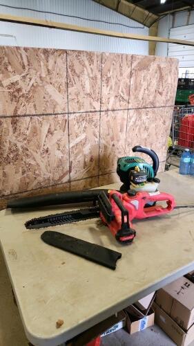 Gas blower, electric chainsaw working
