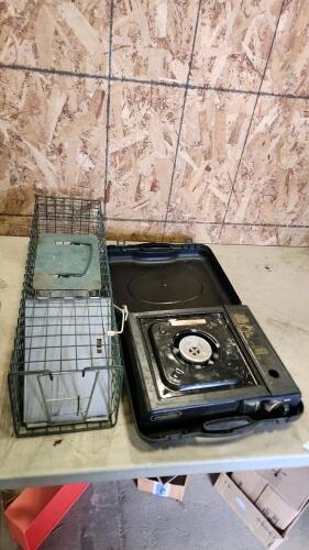 24" Live trap, camp stove