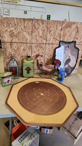 Crokinole board w buttons, house decor