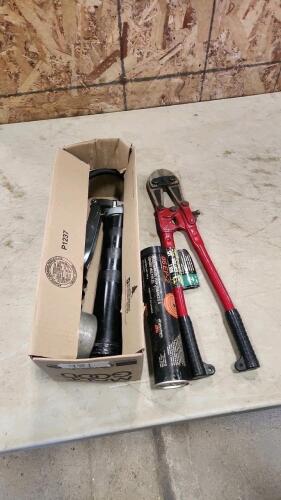 Grease gun, bolt cutters