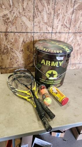 Rackets, bucket stool