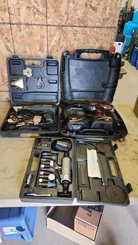 Heat gun, 18V drill, die grinder