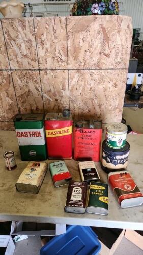 Assorted metal tins