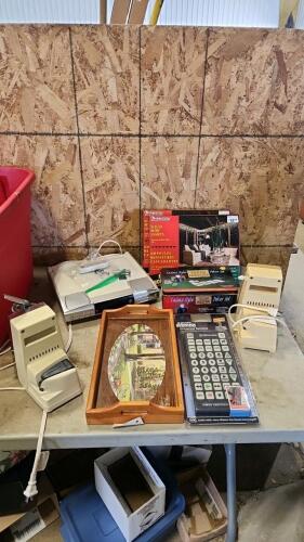 Under cupboard radio, poker chips, lights, etc.
