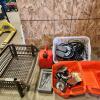 Gas can, socket set, cords, etc.
