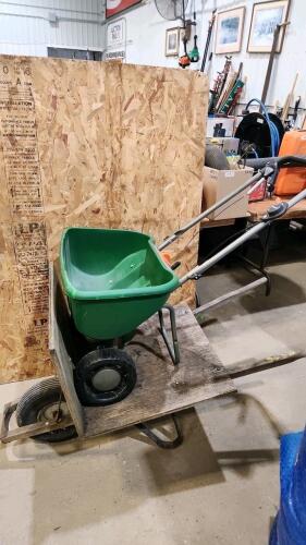 Wheelbarrow, fertilizer spreader