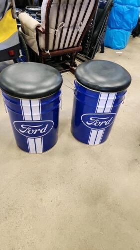 2- 21" Ford metal stools