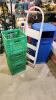 Milk crates, ladder, garbage can
