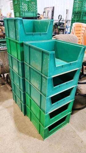 11 Stacking plastic bins 14"x14"7"D