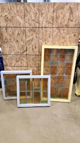 3 Stained glass windows 2- 21"x21" & 1- 38"x31"