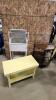 Sewing basket, bench, table