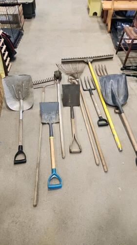 Shovels, rakes, etc