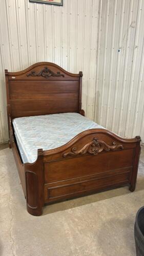 Vintage double bed frame w mattress & boxspring