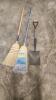 2 Corn brooms, shovel