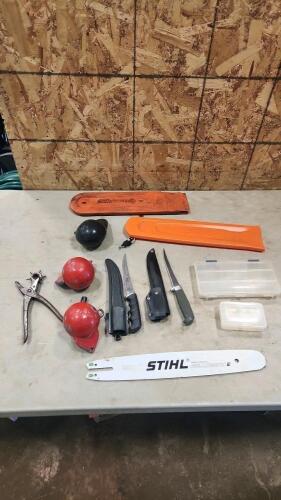 Down rigger weights, filet knives, 16" bar