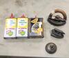 Singer oil can, sad irons, oil tins