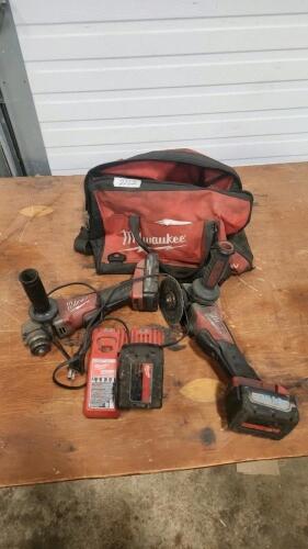 Milwaukee grinders w 18v batteries & charger