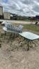 2 Patio tables, 2 chairs, umbrella