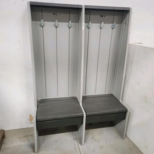 Plastic hall bench w hooks 45"W 18"D 64"H