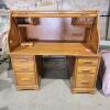 Oak roll top desk 54"L 35"W 53"H