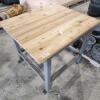 Steel framed wood top table 30"W 37"L 31"H