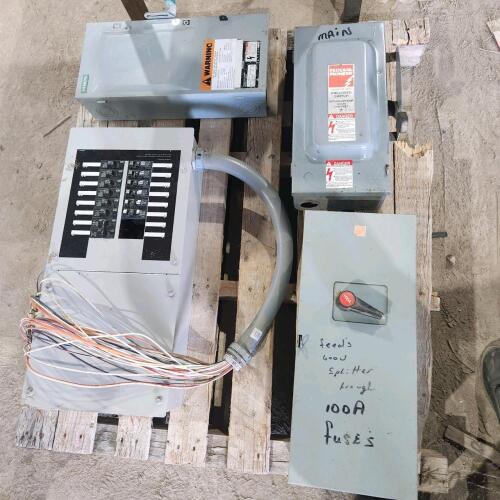 Various disconnects & breaker panel