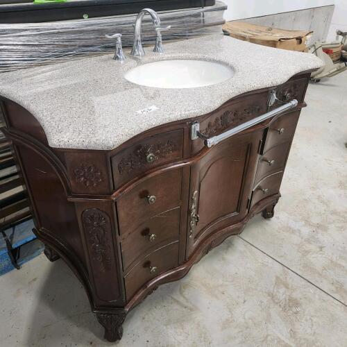 Vanity w stone top 46"W 25"D 35"H