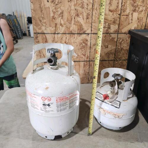 2 Small bbq tank w some propane