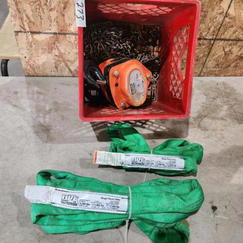 2 slings, 1 ton chain hoist