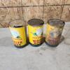 3 Empty white rose oil cans