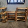 3 Wooden various sized shelves