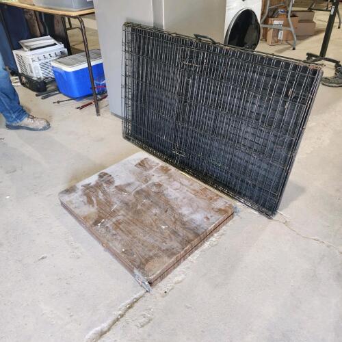 2'x5' Metal folding table, 48"L 30"W pet crate
