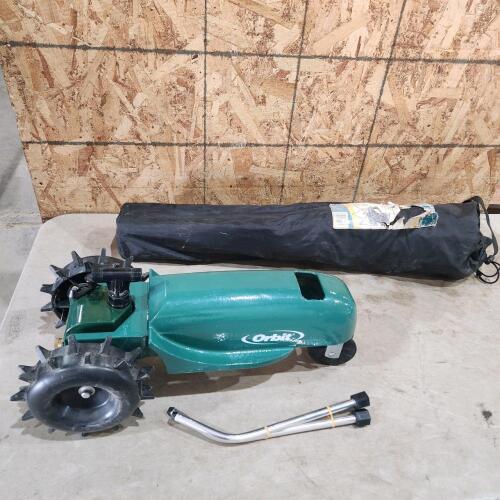 Tractor lawn sprinkler as new, camp chair