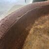 Cast iron planter w damage 26"L 15"W 9"H - 3