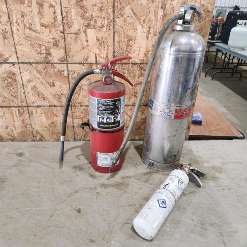 1 16" Charged fire extinguisher, 2 discharged