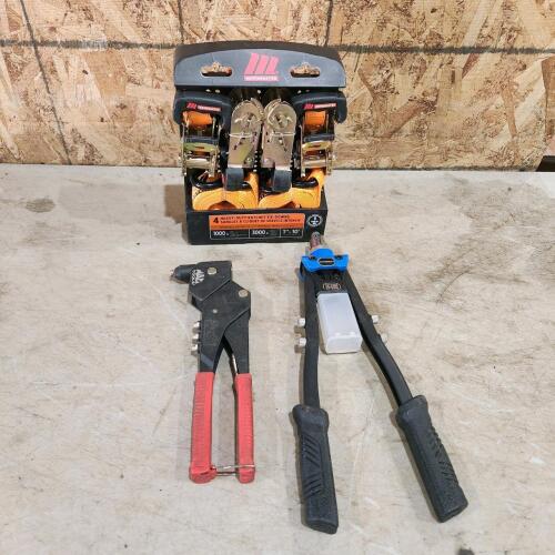 Mac & Mastercraft rivet guns, 1000lb ratchet straps