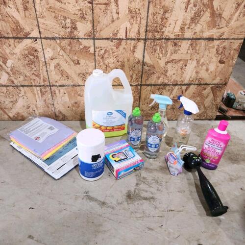 Assorted cleaners, etc.