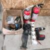 2 Charged 12" fire extinguishers, sawzall, etc.