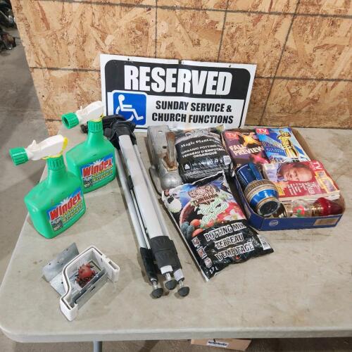 Potting mix, trailer hitch, tripod, etc.