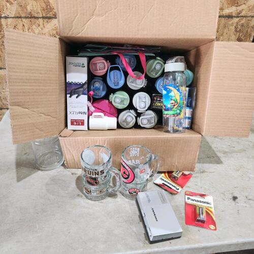 Glassware, water bottles, etc.