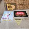 Various sized metal signs