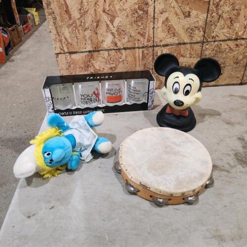 Friends glasses, plastic mickey, etc.