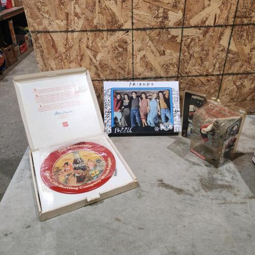 Coca-Cola plate, sealed friends puzzle, John Leclair player