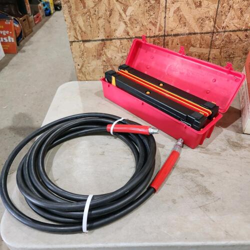 Pressure washer hose length unknown, safety triangles