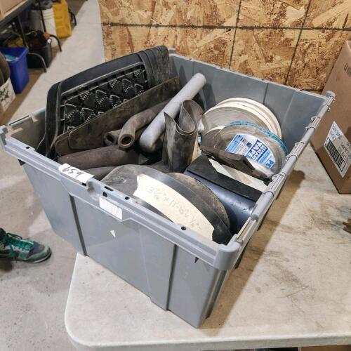 Various sized rolls of rubber, mud flaps, etc.