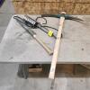 Pail warmer, wooden bat, pick
