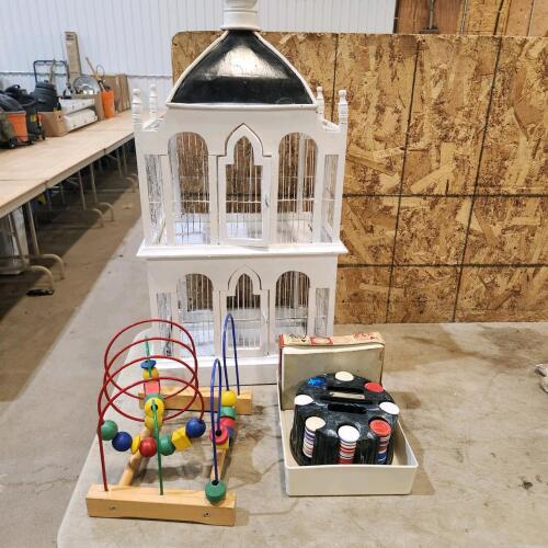 Bird cage, poker chips, etc.