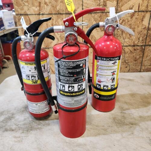 3 12" Charged fire extinguishers