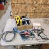 Various shocks, booster cables, battery charger