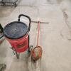 Post hole auger, bucket on wheels
